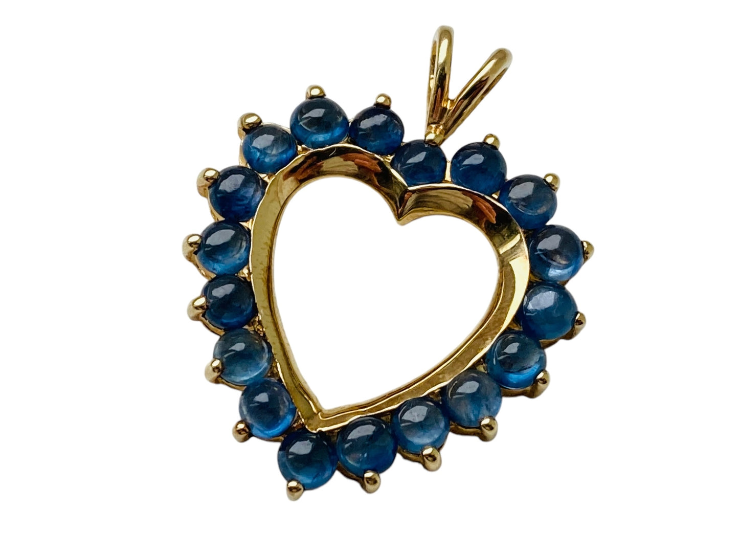 9ct Gold Cabochon Blue Sapphire Heart Pendant