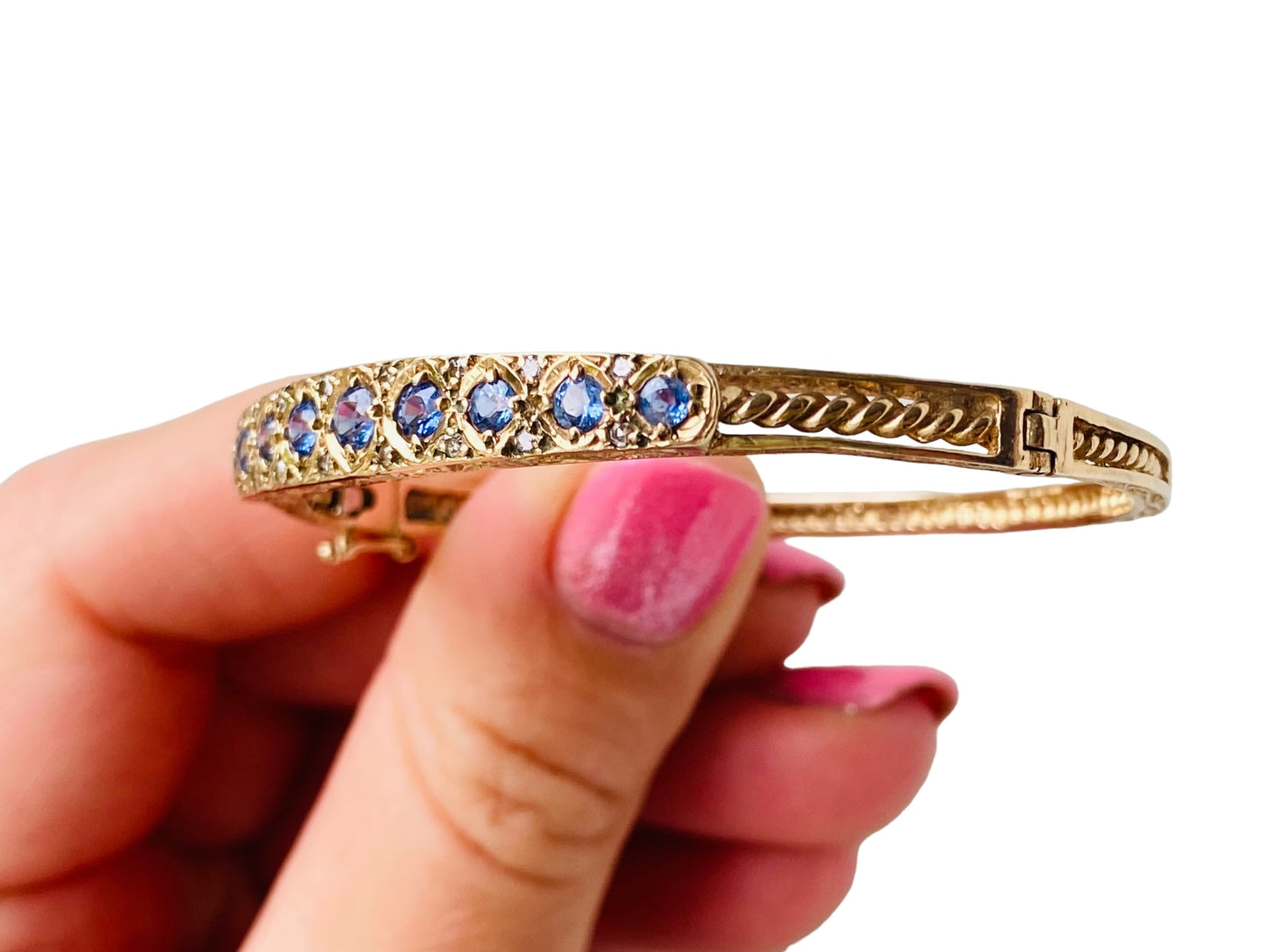 9ct Gold Sapphire & Diamond Bangle