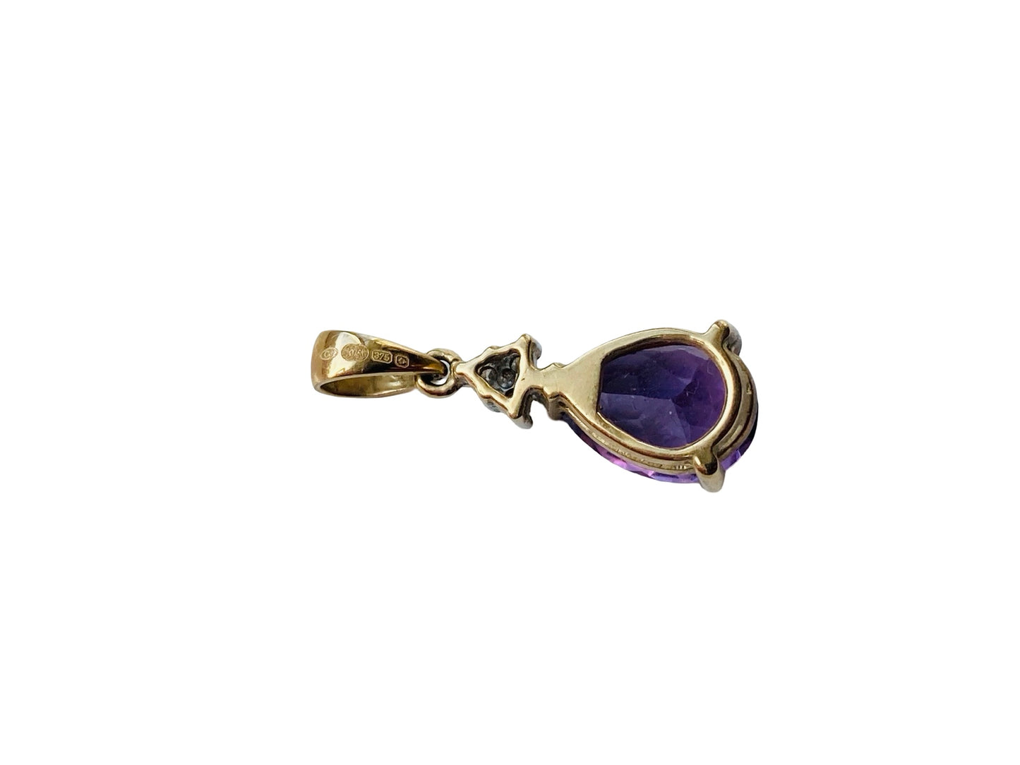 9ct Gold Amethyst & Diamond Pendant