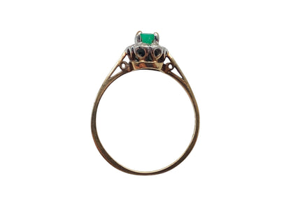 Vintage 9ct Gold Emerald & Diamond Ring