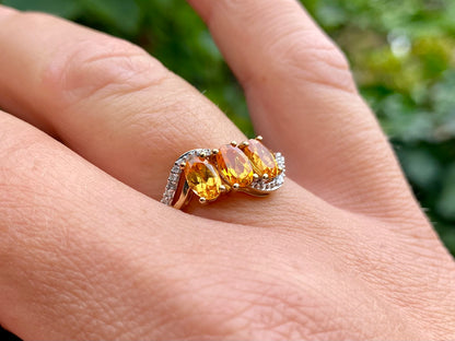 9ct Gold Citrine & Diamond Ring