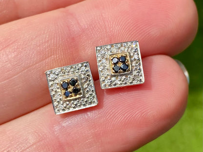 9ct Gold Black & White Diamond Earrings