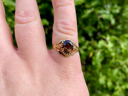 Vintage 9ct Gold Smoky Quartz Ring