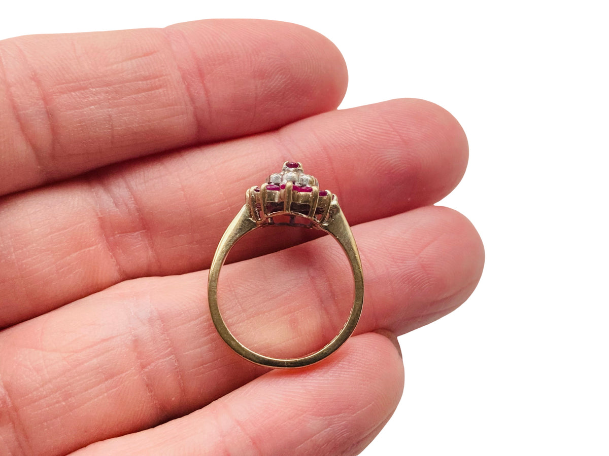 Vintage 9ct Gold Ruby & Diamond Ring
