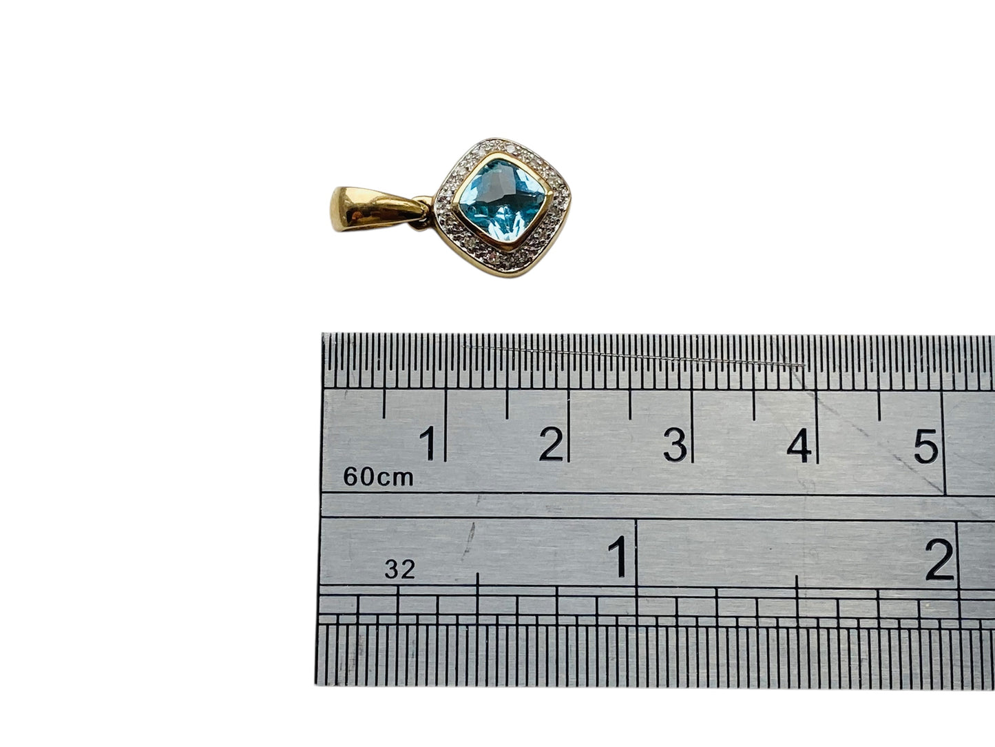 9ct Gold Topaz & Diamond Pendant