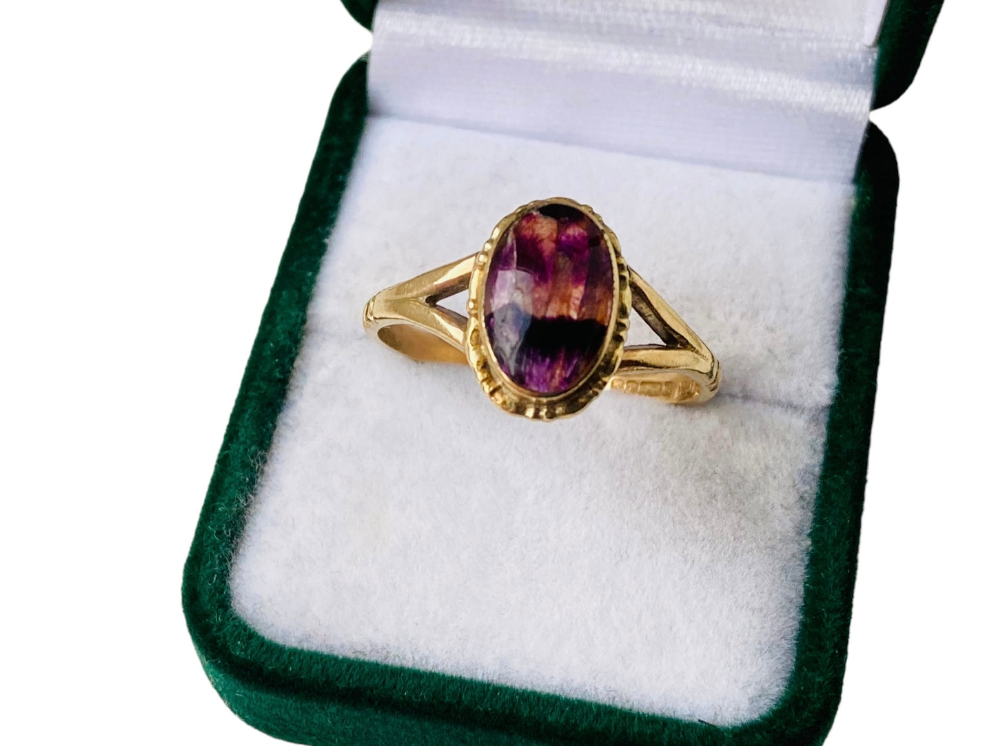 Vintage 9ct Gold Blue John Ring