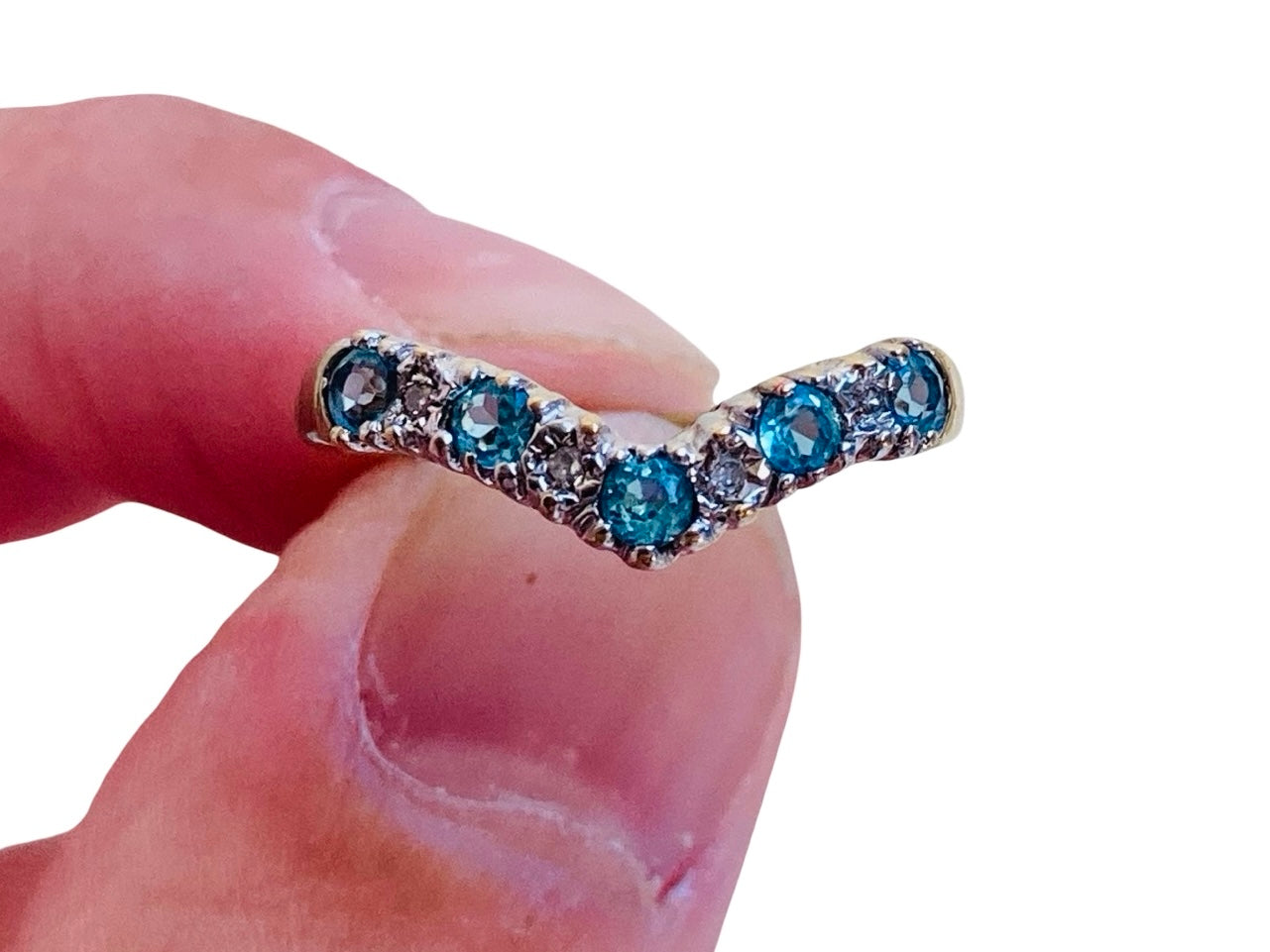 9ct Gold Topaz & Diamond Wishbone Ring