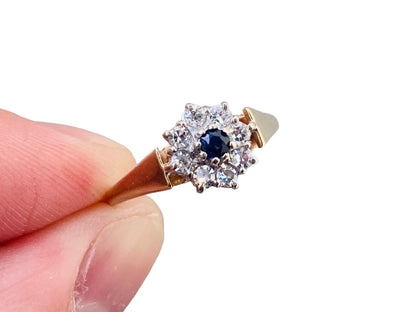 9ct Gold Sapphire & Diamond Cluster Ring