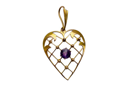 Antique 9ct Gold Amethyst Pendant