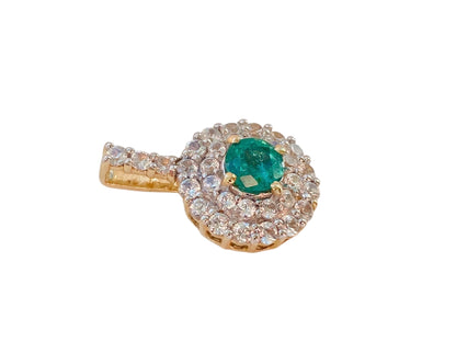 9ct Gold Emeraldine Quartz & White Topaz Pendant