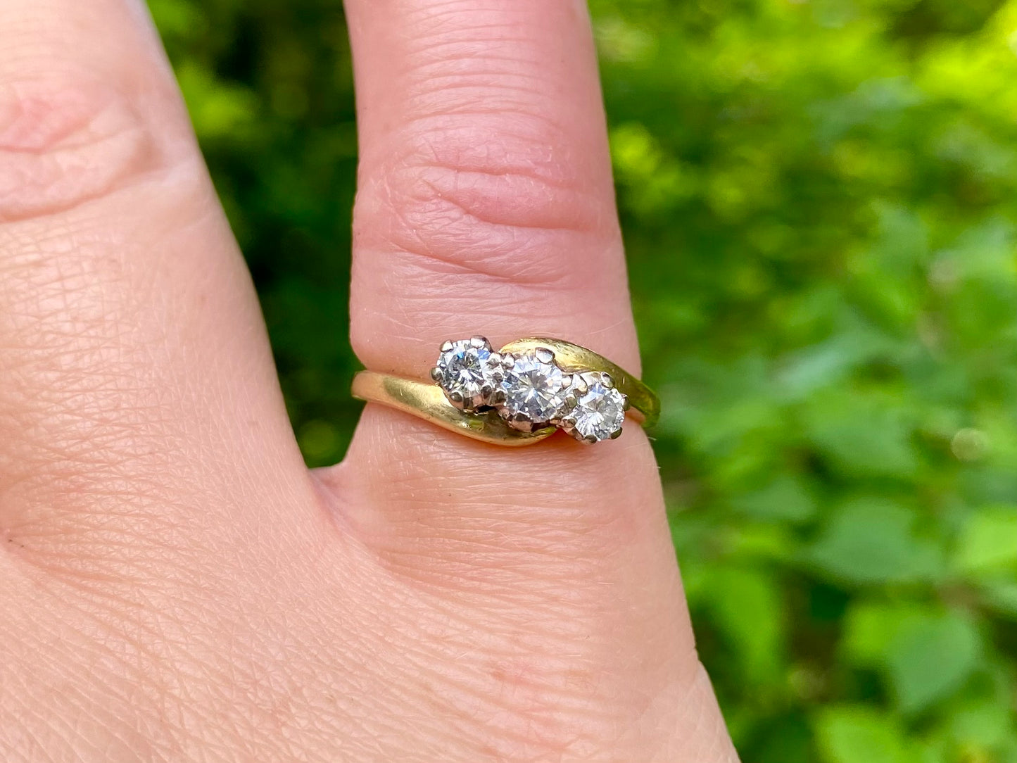 Vintage 18ct Gold Three-Stone 0.51ct Diamond Ring