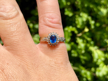 Vintage 9ct Gold Sapphire & Diamond Ring