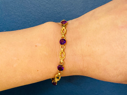 9ct Gold Amethyst Bracelet