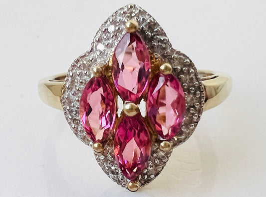 9ct Gold Tourmaline & Diamond Ring