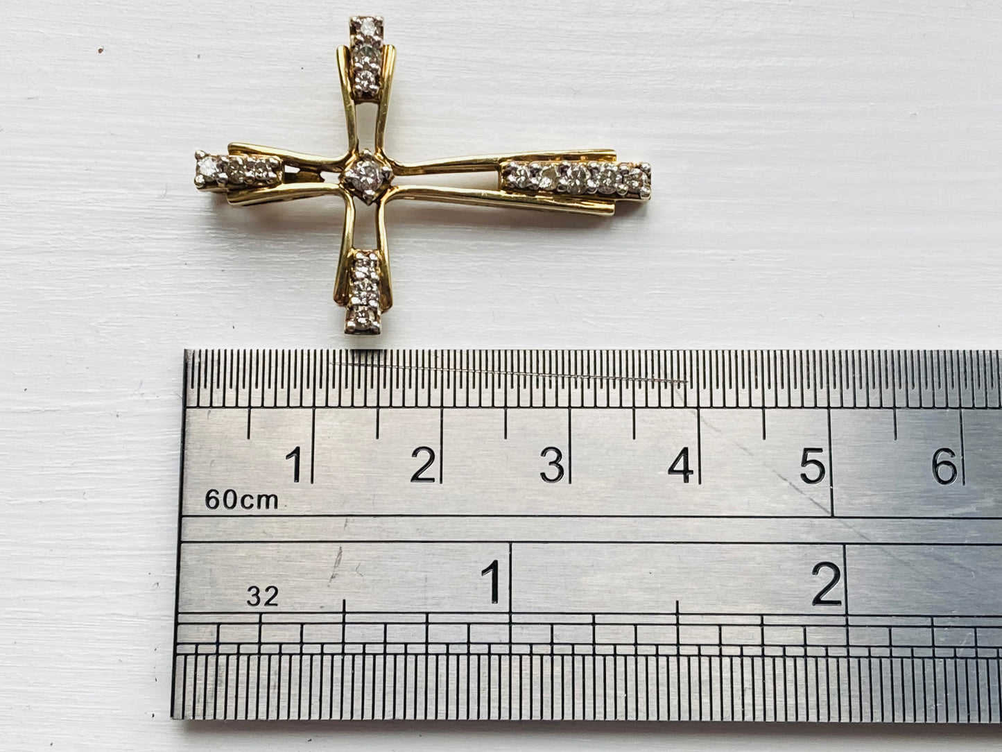 9ct Gold Diamond Cross Pendant