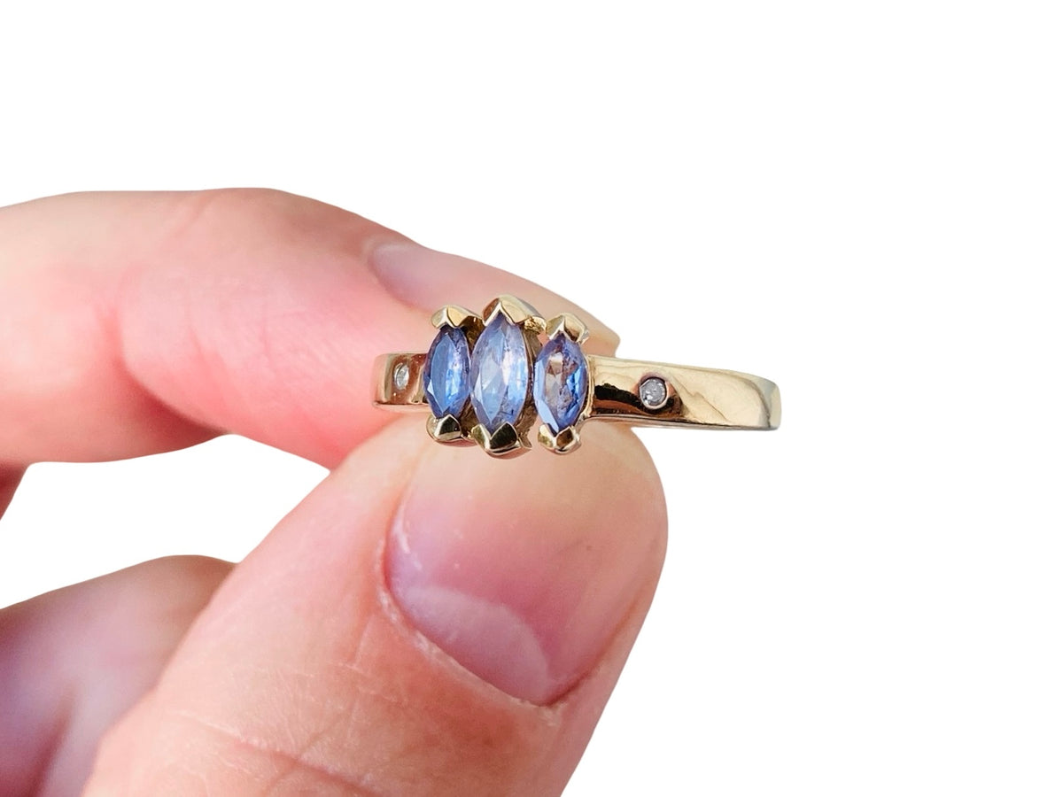 9ct Gold Tanzanite & Diamond Ring