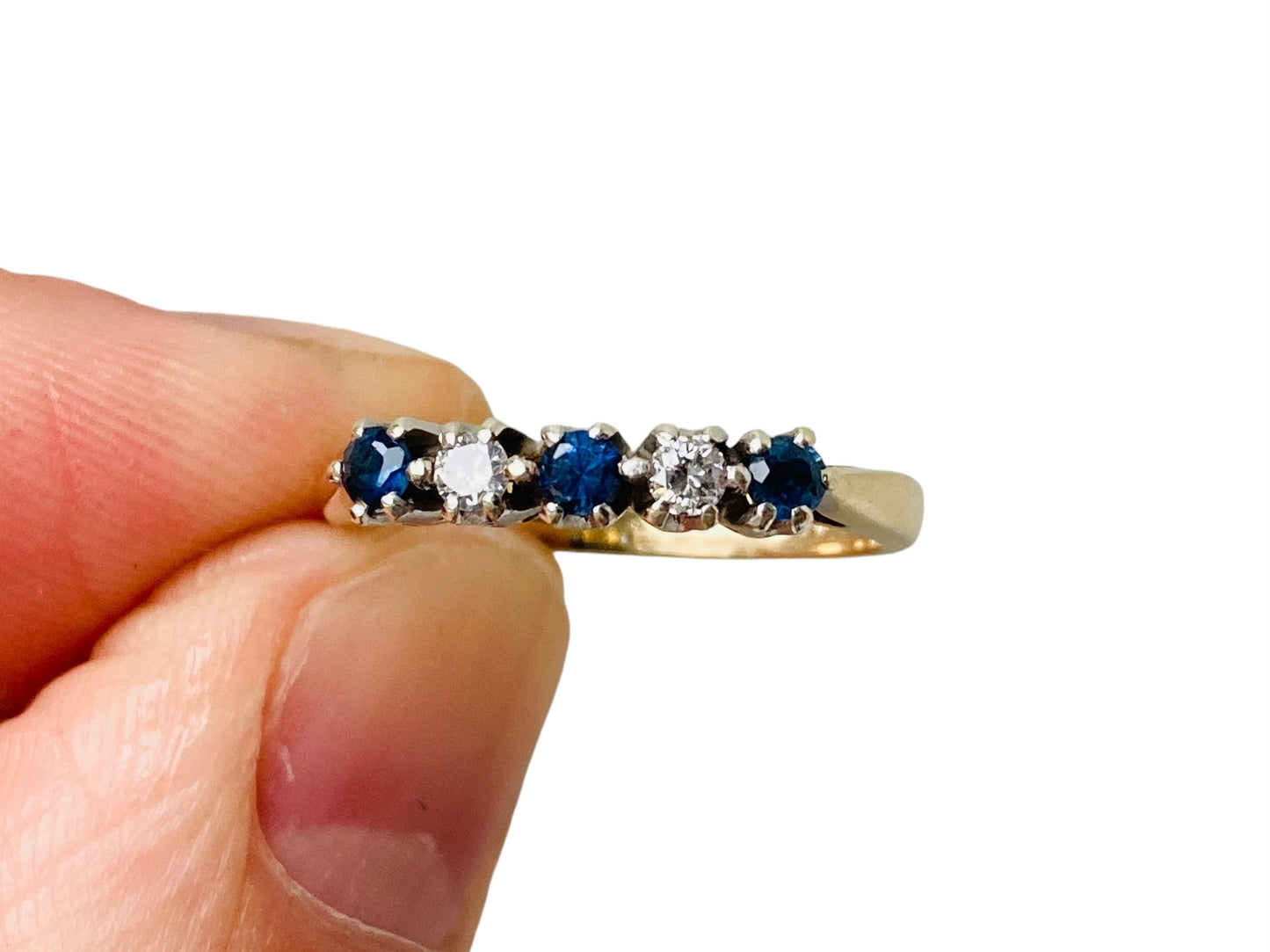 Vintage 9ct Gold Sapphire & Diamond Ring