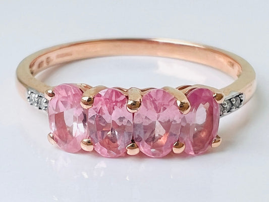 9ct Gold Pink Sapphire & Diamond Ring