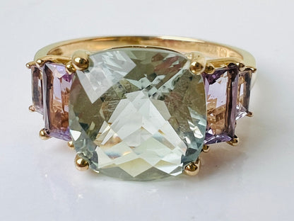 9ct Gold Green & Purple Amethyst Ring