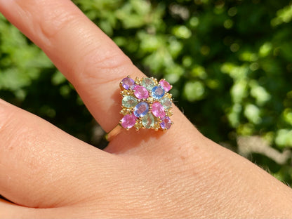9ct Gold Multi-Coloured Sapphire Ring