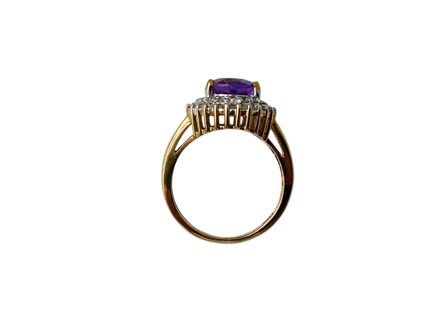 9ct Gold Amethyst & Diamond Ring