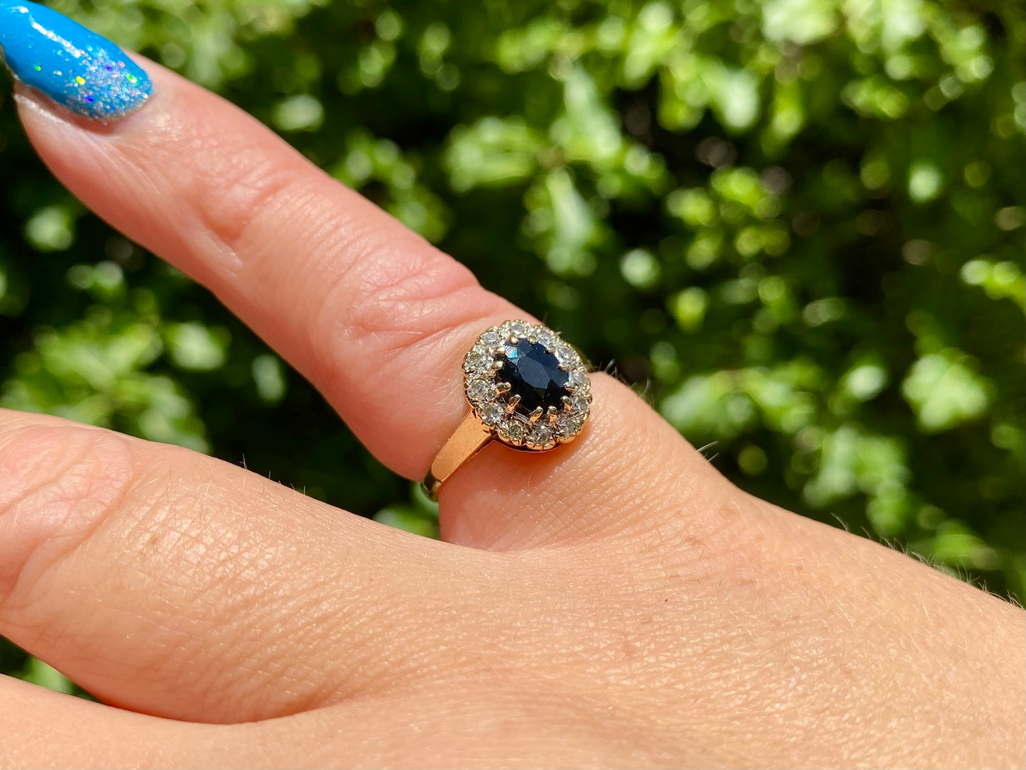 Vintage 9ct Gold Sapphire & Diamond Ring