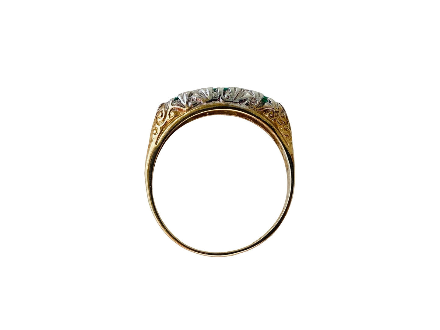 9ct Gold Emerald & Diamond Ring