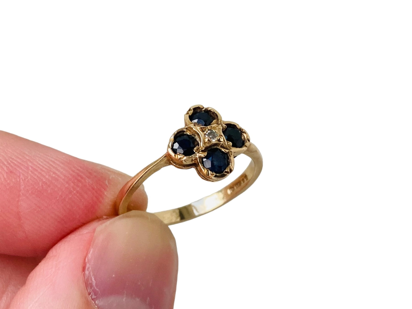 Vintage 9ct Gold Sapphire & Diamond Ring