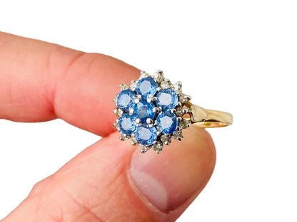 Vintage 9ct Gold Sapphire & Diamond Ring