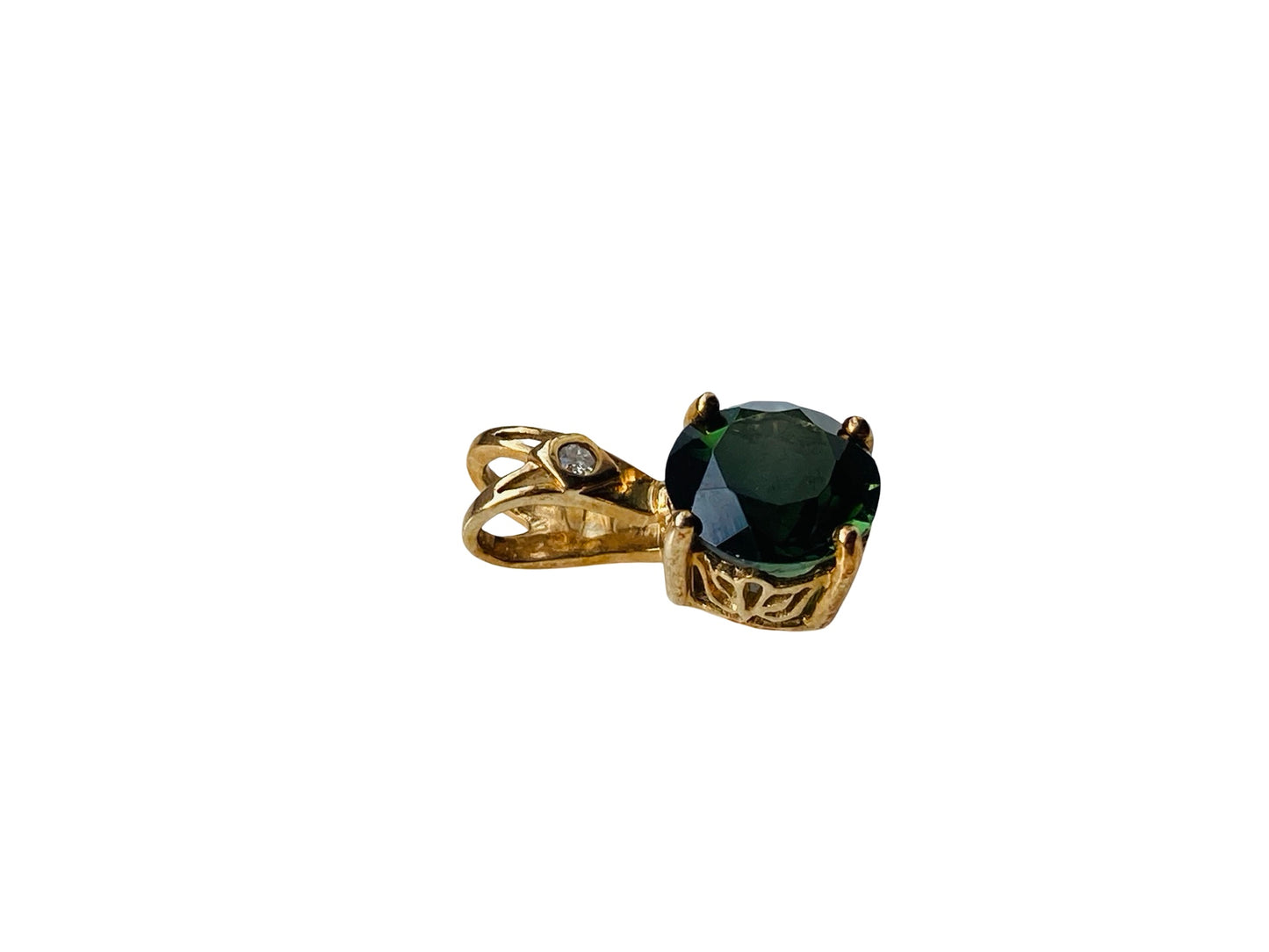 9ct Gold Tourmaline & Diamond Pendant