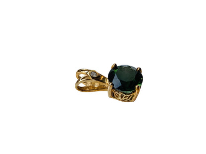 9ct Gold Tourmaline & Diamond Pendant