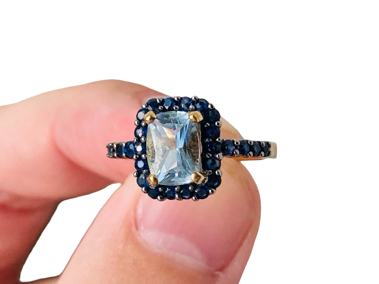 9ct Gold Aquamarine & Sapphire Ring