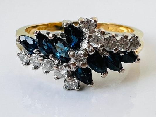 Vintage 18ct Gold Sapphire & Diamond Ring