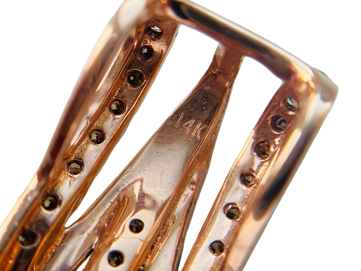 14ct Rose Gold White & Champagne Diamond Pendant