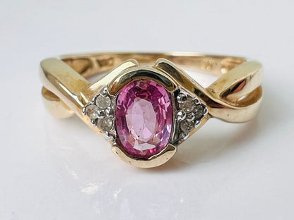 9ct Gold Pink Sapphire & Diamond Ring