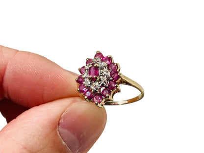 Vintage 9ct Gold Ruby & Diamond Ring