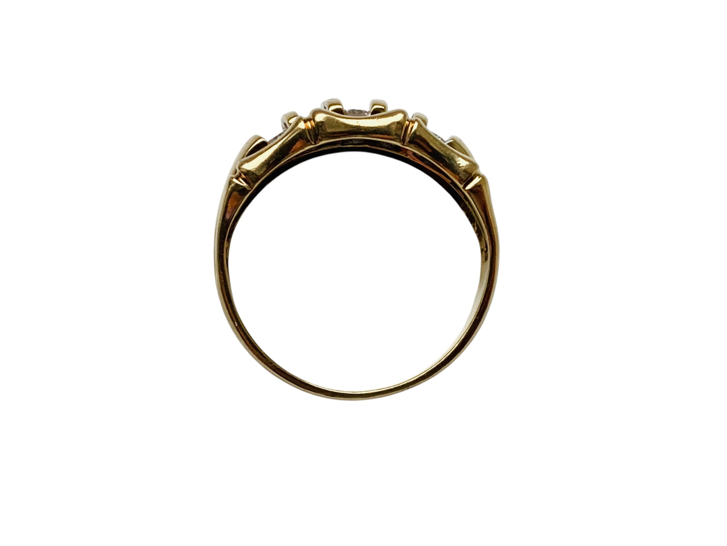 9ct Gold Diamond Bamboo Style Ring