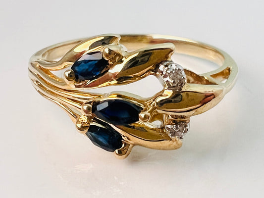 9ct Gold Sapphire & Diamond Ring