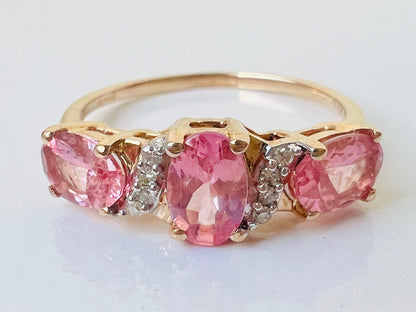 9ct Gold Pink Sapphire & Diamond Ring