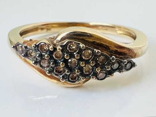 9ct Gold Champagne Diamond Ring