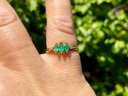 9ct Gold Emerald & Diamond Ring