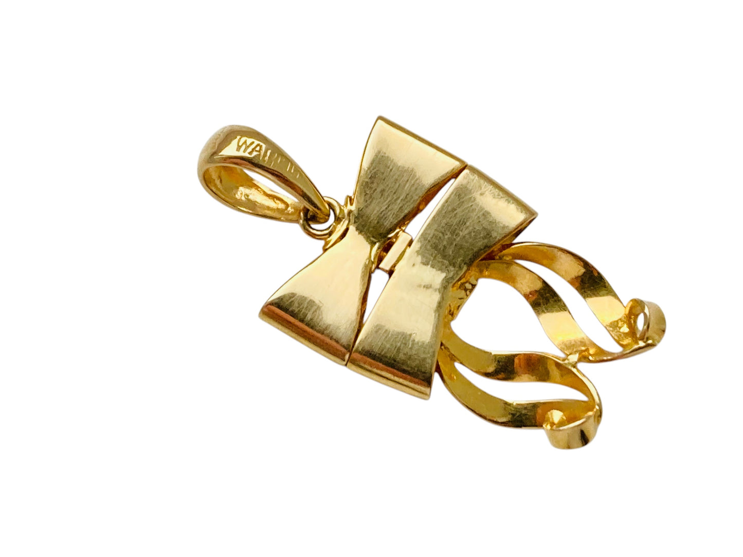 14ct Gold Double Bow Diamond Pendant