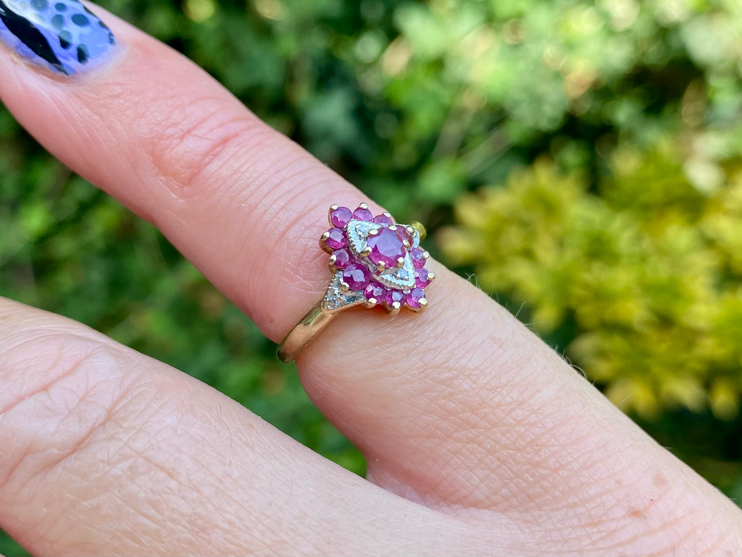 Vintage 9ct Gold Ruby & Diamond Ring