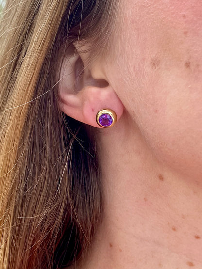 9ct Gold Amethyst Earrings