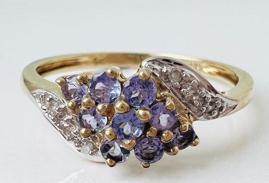 9ct Gold Tanzanite & Diamond Ring