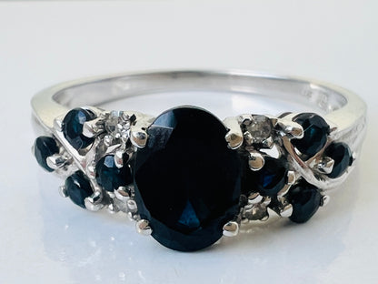 9ct Gold Sapphire & Diamond Ring