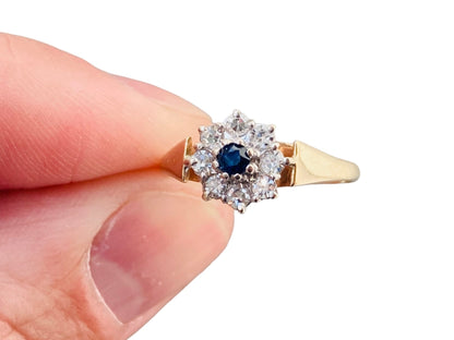 9ct Gold Sapphire & Diamond Cluster Ring