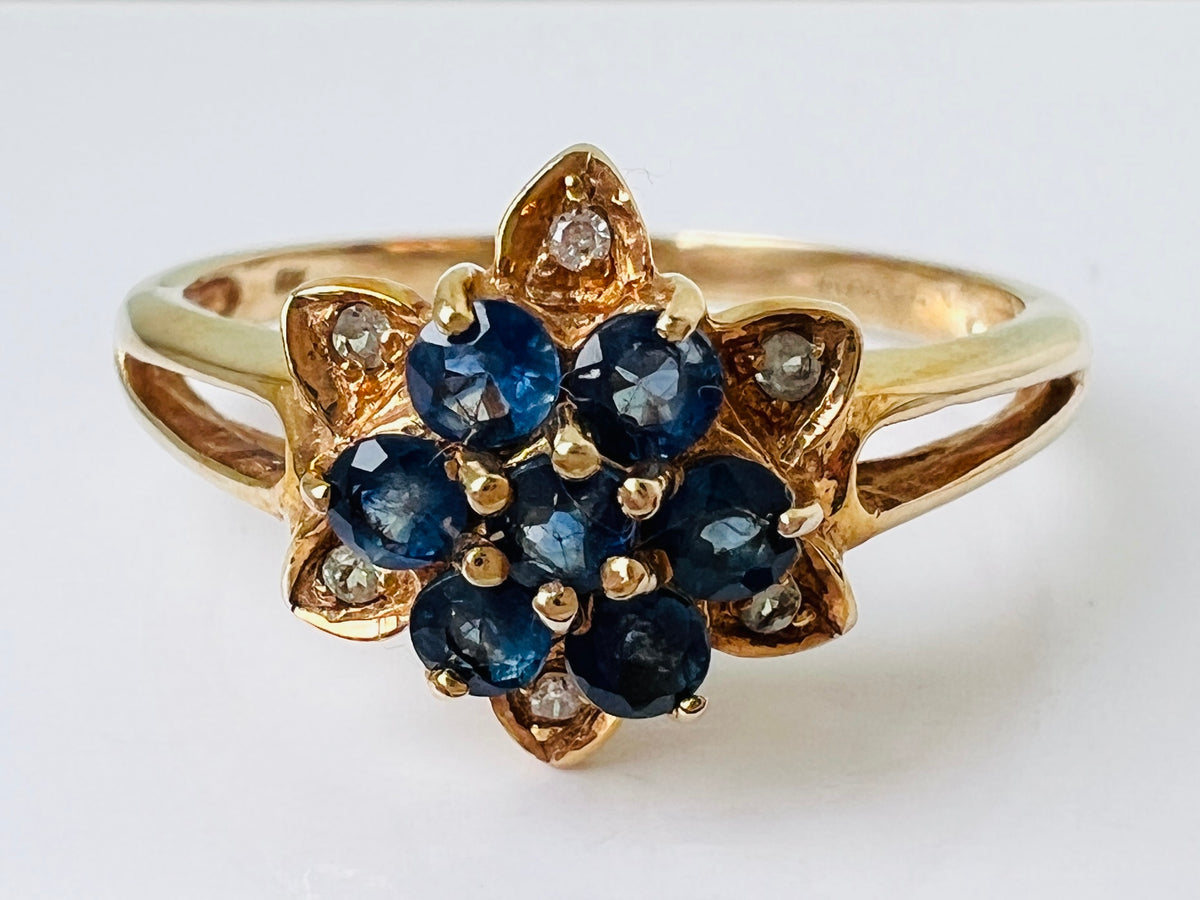 9ct Gold Sapphire & Diamond Ring