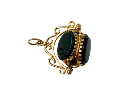 9ct Gold Swivel Bloodstone, Onyx & Carnelian Fob Pendant