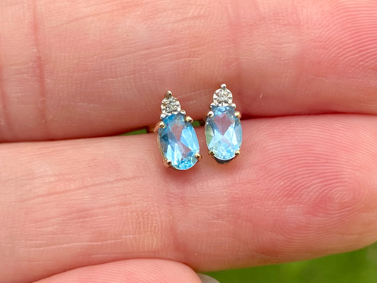 9ct Gold Topaz & Diamond Earrings